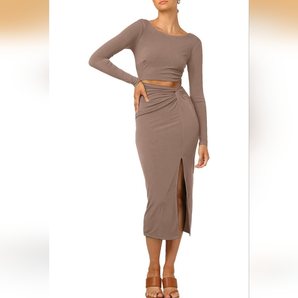Champange Long Sleeve Midi Dress Size XL